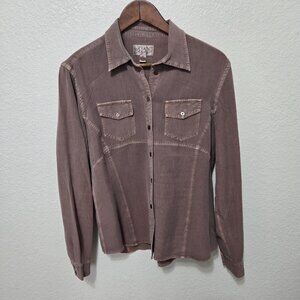 Ryan Michael mauve purple brown long sleeve button up shirt blouse